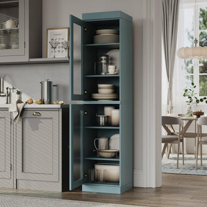 72" Aqua Solid Wood Two Door Pantry Or Storage Closet HomeRoots