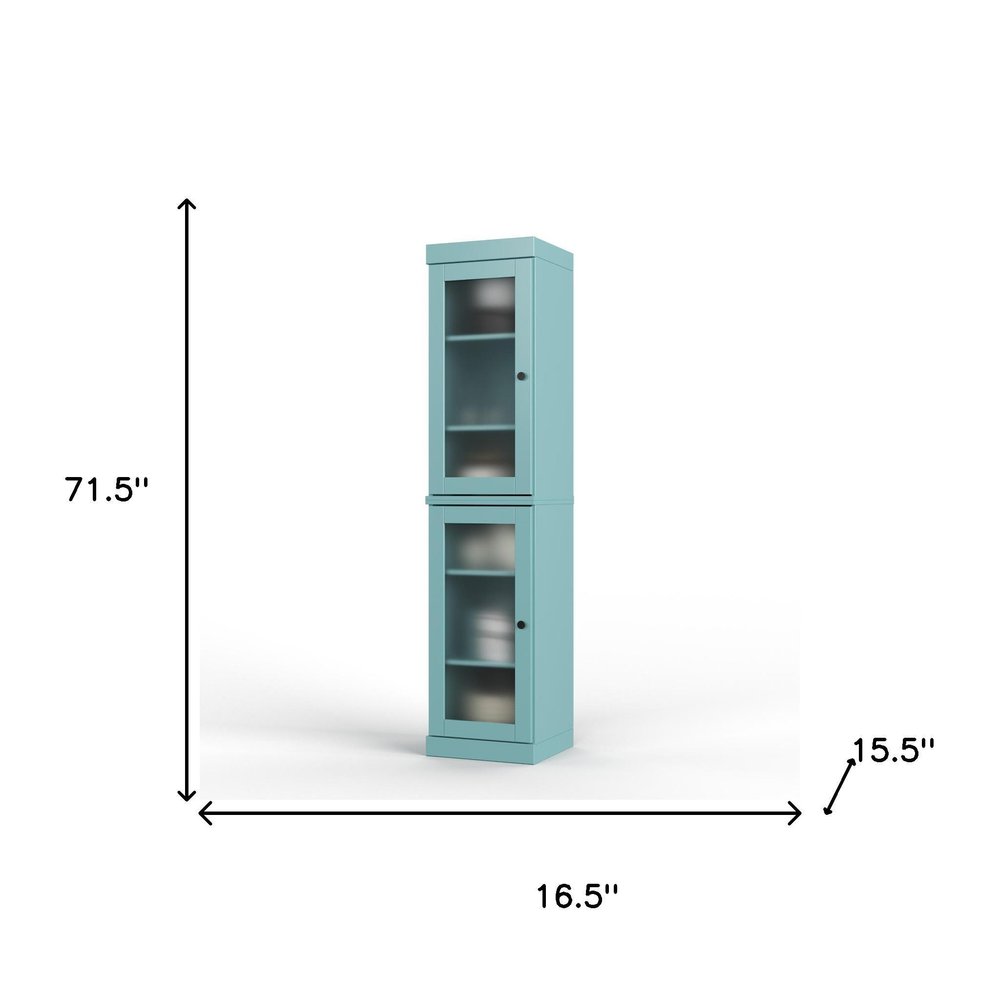 72" Aqua Solid Wood Two Door Pantry Or Storage Closet — view 3