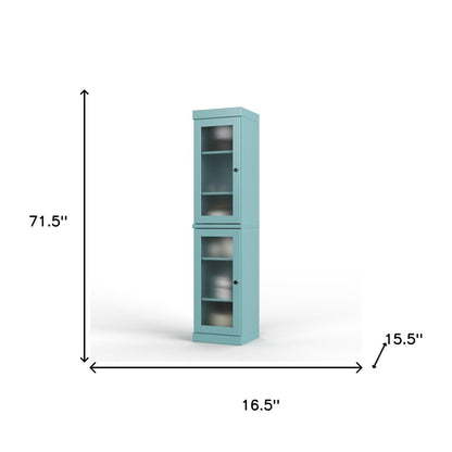 72" Aqua Solid Wood Two Door Pantry Or Storage Closet HomeRoots