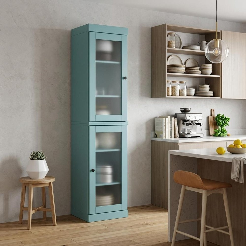 72" Aqua Solid Wood Two Door Pantry Or Storage Closet — view 5