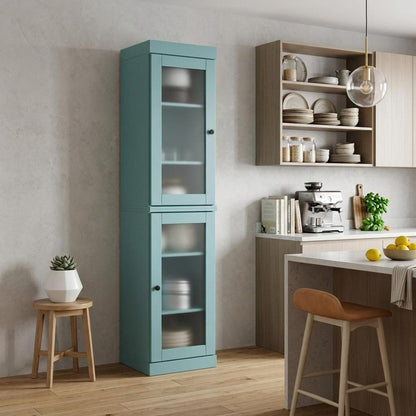 72" Aqua Solid Wood Two Door Pantry Or Storage Closet HomeRoots