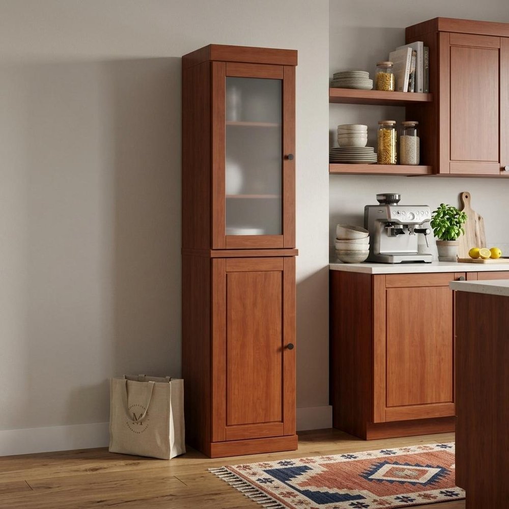 72" Coffee Solid Wood Two Door Pantry Or Storage Closet HomeRoots