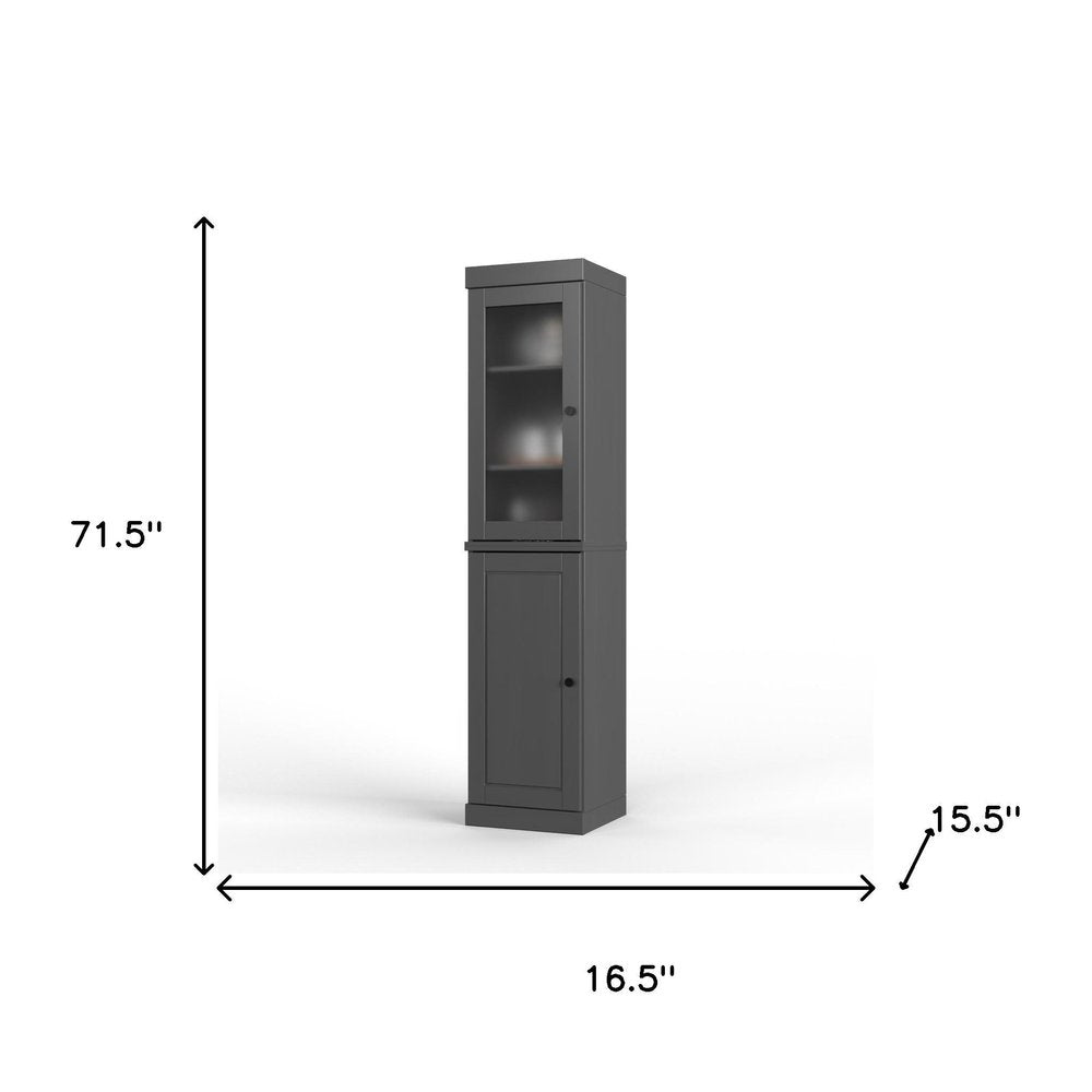 72" Gray Solid Wood Two Door Pantry Or Storage Closet — view 1