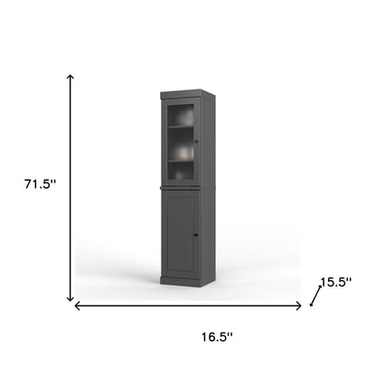 72" Gray Solid Wood Two Door Pantry Or Storage Closet HomeRoots