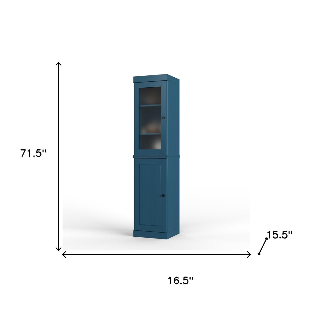 72" Teal Blue Solid Wood Two Door Pantry Or Storage Closet — view 5