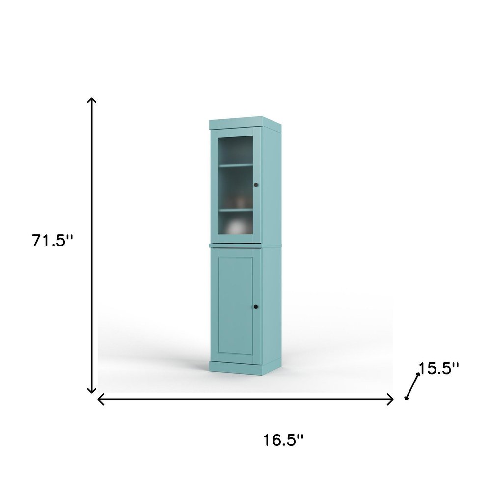 72" Aqua Solid Wood Two Door Pantry Or Storage Closet — view 5