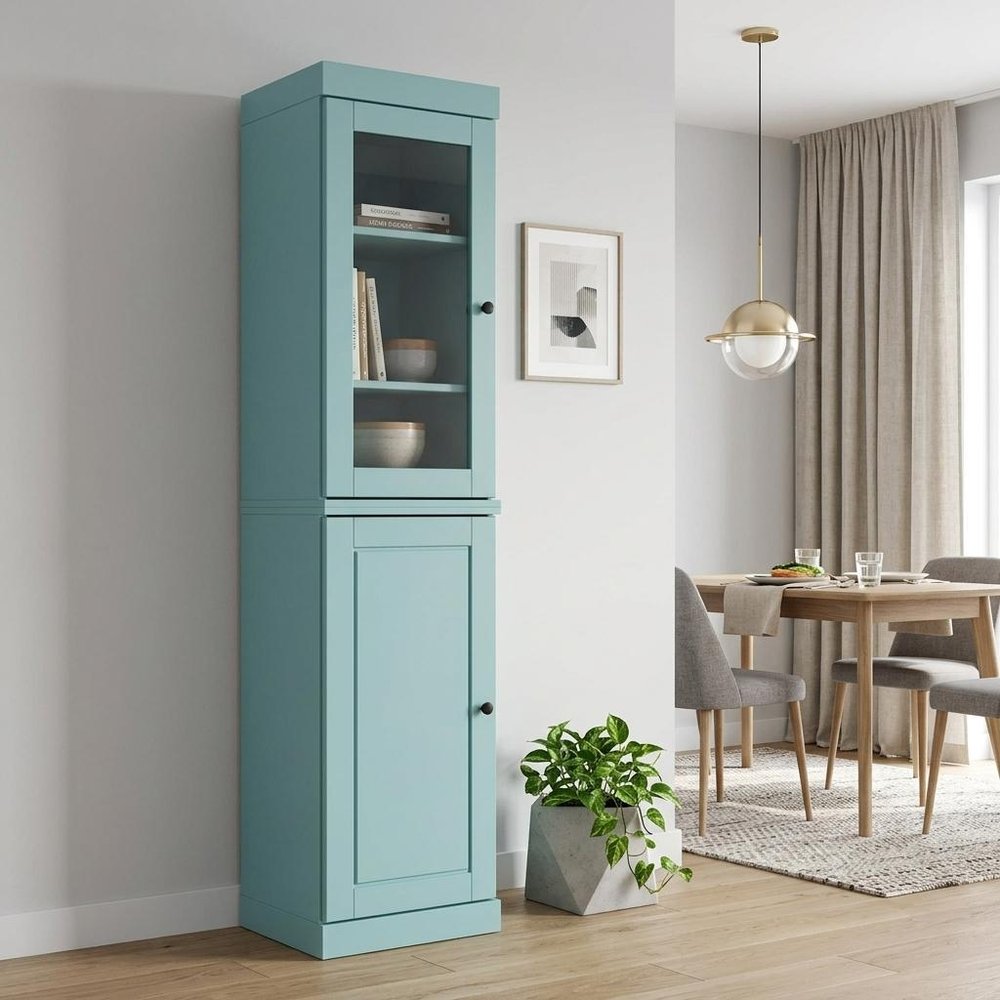 72" Aqua Solid Wood Two Door Pantry Or Storage Closet — view 1