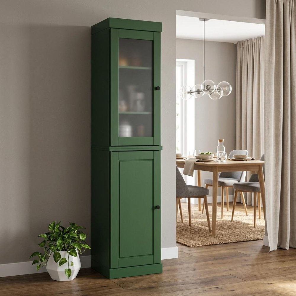 72" Green Solid Wood Two Door Pantry Or Storage Closet — view 1
