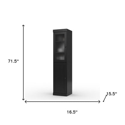 72" Black Solid Wood Two Door Pantry Or Storage Closet