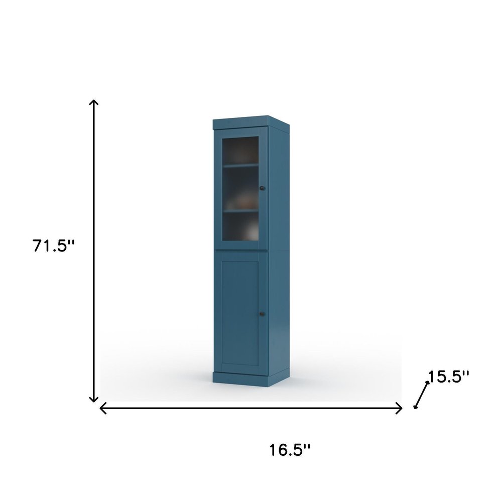 72" Teal Blue Solid Wood Two Door Pantry Or Storage Closet HomeRoots