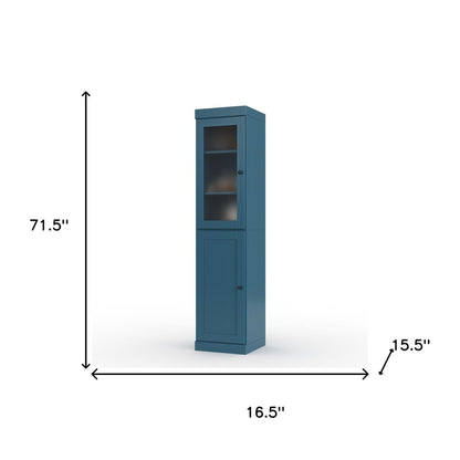 72" Teal Blue Solid Wood Two Door Pantry Or Storage Closet HomeRoots