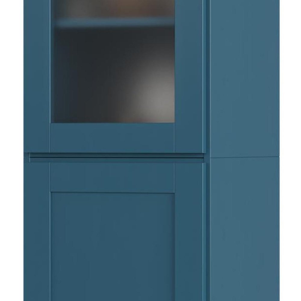 72" Teal Blue Solid Wood Two Door Pantry Or Storage Closet — view 4