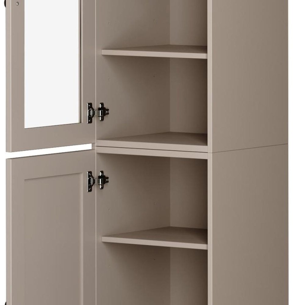 72" Beige Solid Wood Two Door Pantry Or Storage Closet HomeRoots