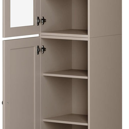 72" Beige Solid Wood Two Door Pantry Or Storage Closet