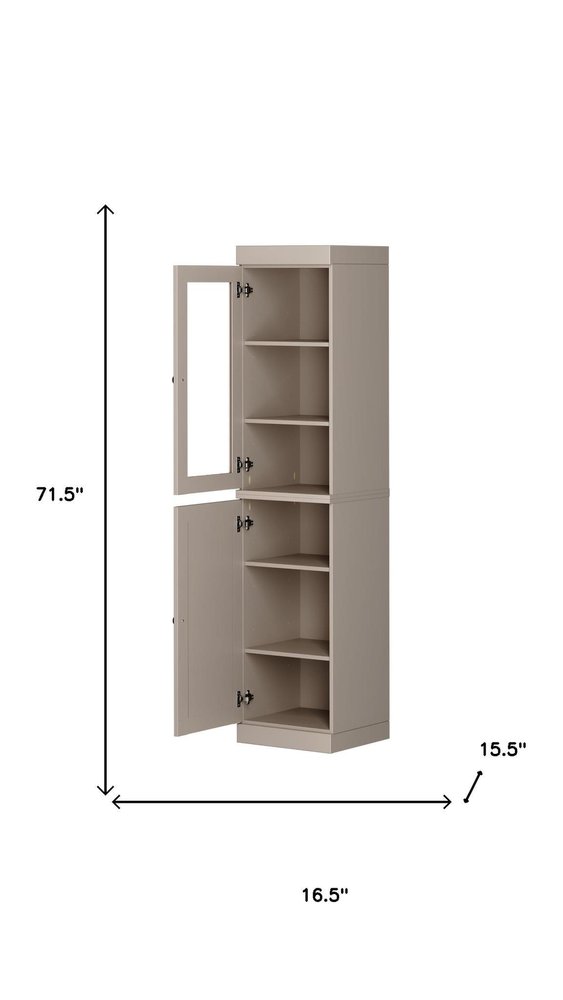 72" Beige Solid Wood Two Door Pantry Or Storage Closet — view 5