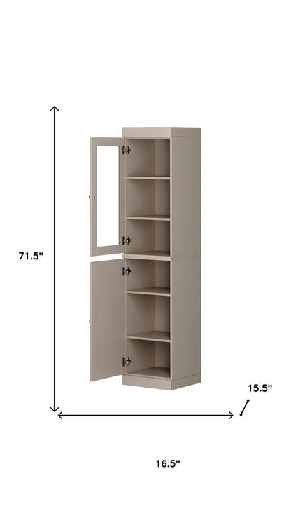 72" Beige Solid Wood Two Door Pantry Or Storage Closet HomeRoots