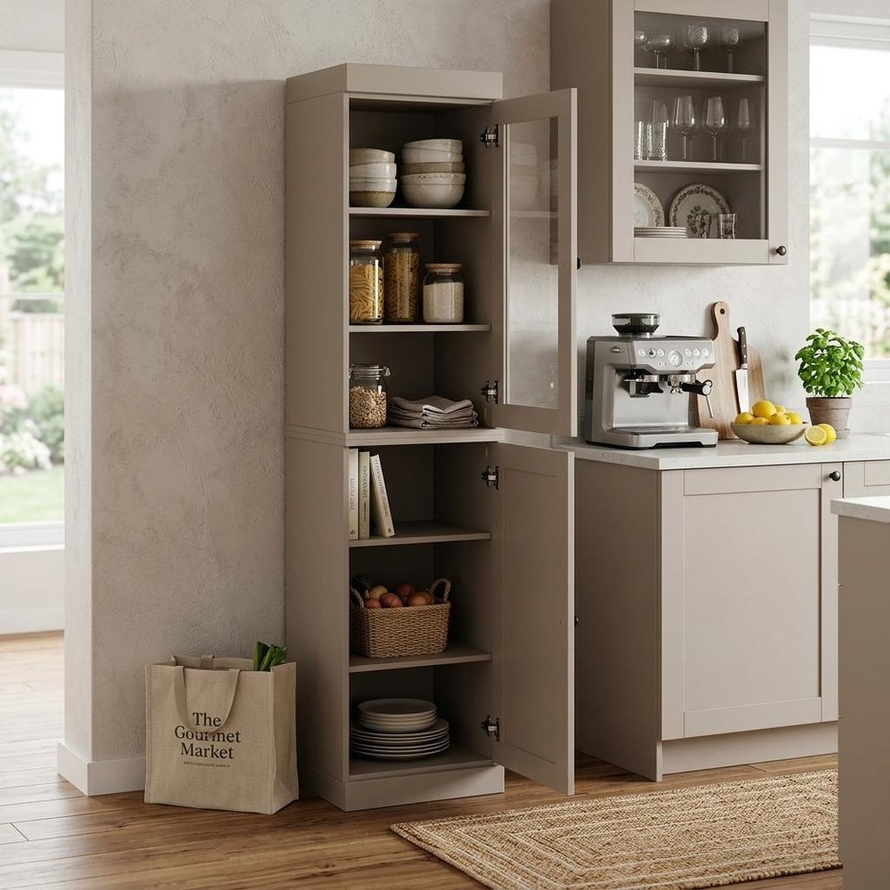 72" Beige Solid Wood Two Door Pantry Or Storage Closet HomeRoots