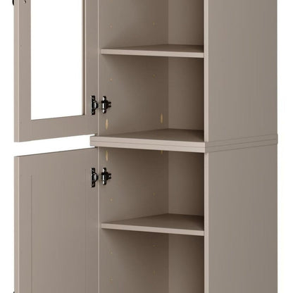 72" Beige Solid Wood Two Door Pantry Or Storage Closet