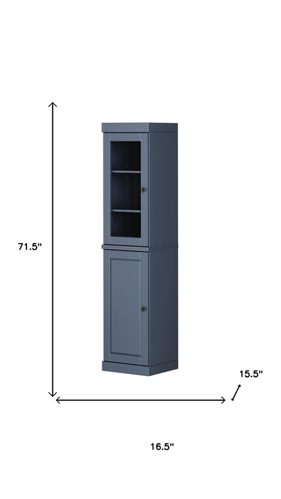 72" French Blue Solid Wood Two Door Pantry Or Storage Closet — view 3