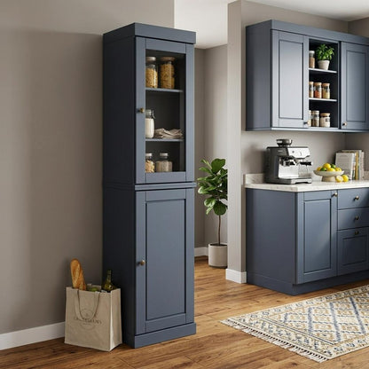 72" French Blue Solid Wood Two Door Pantry Or Storage Closet HomeRoots