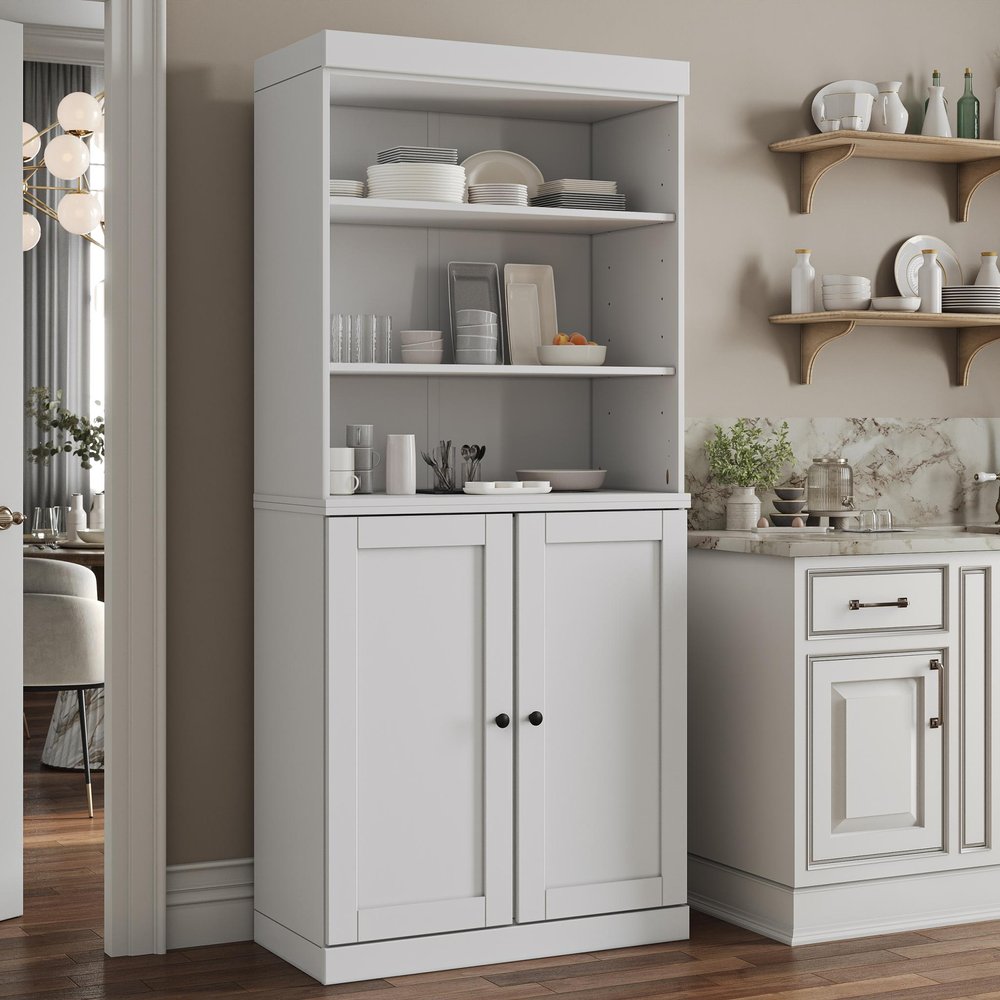 72" White Solid Wood Two Door Pantry Or Storage Closet — view 1