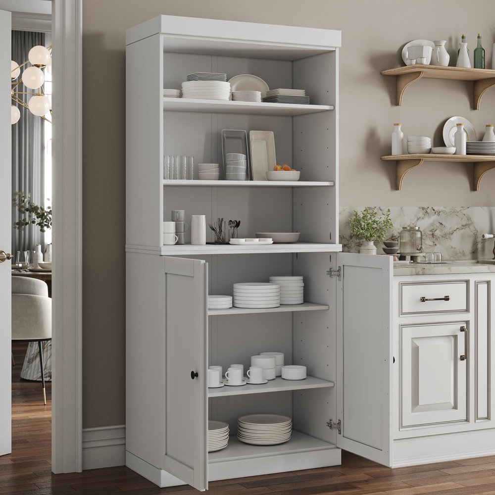 72" White Solid Wood Two Door Pantry Or Storage Closet HomeRoots
