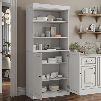 72" White Solid Wood Two Door Pantry Or Storage Closet HomeRoots