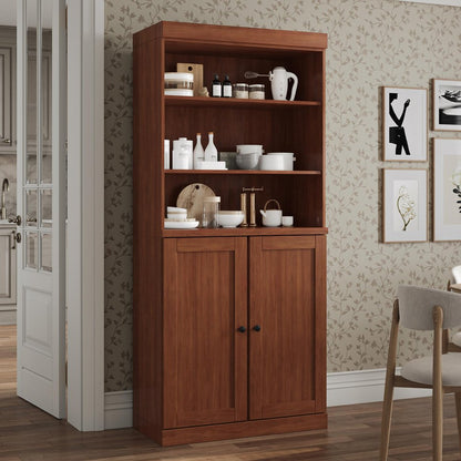 72" Coffee Solid Wood Two Door Pantry Or Storage Closet HomeRoots
