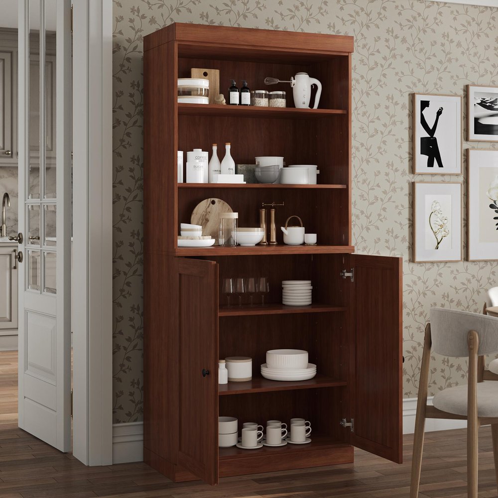 72" Coffee Solid Wood Two Door Pantry Or Storage Closet HomeRoots
