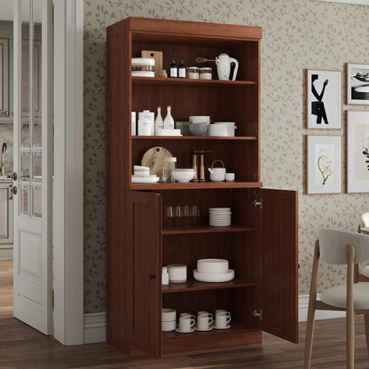 72" Coffee Solid Wood Two Door Pantry Or Storage Closet HomeRoots