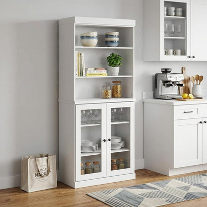 72" White Solid Wood Two Door Pantry Or Storage Closet HomeRoots