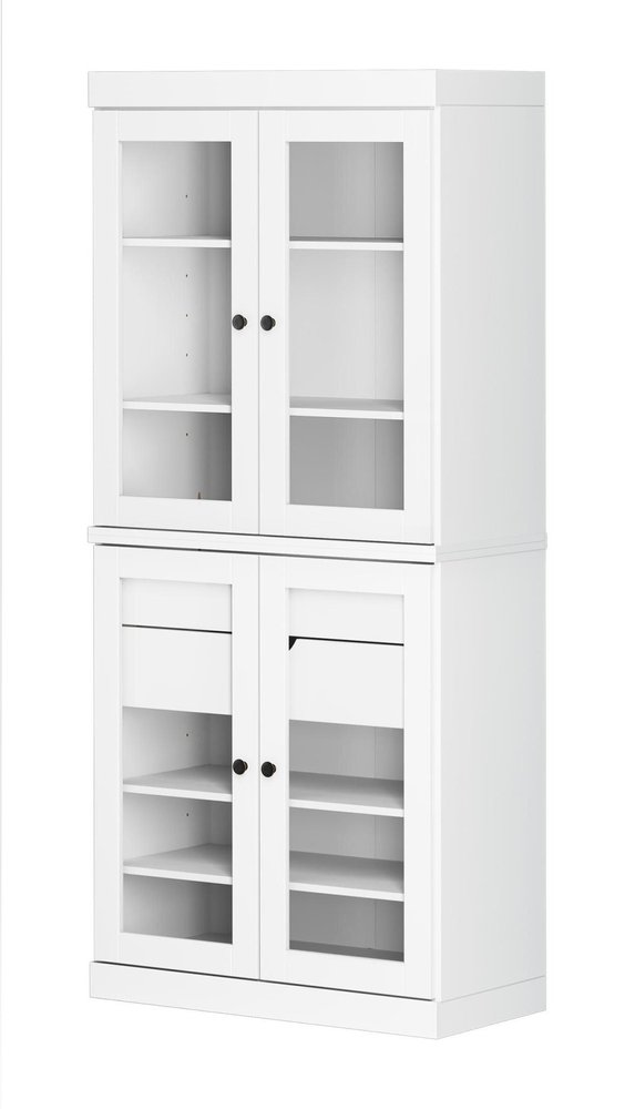 72" White Solid Wood Four Door Two Drawer Pantry Or Storage Closet — view 5