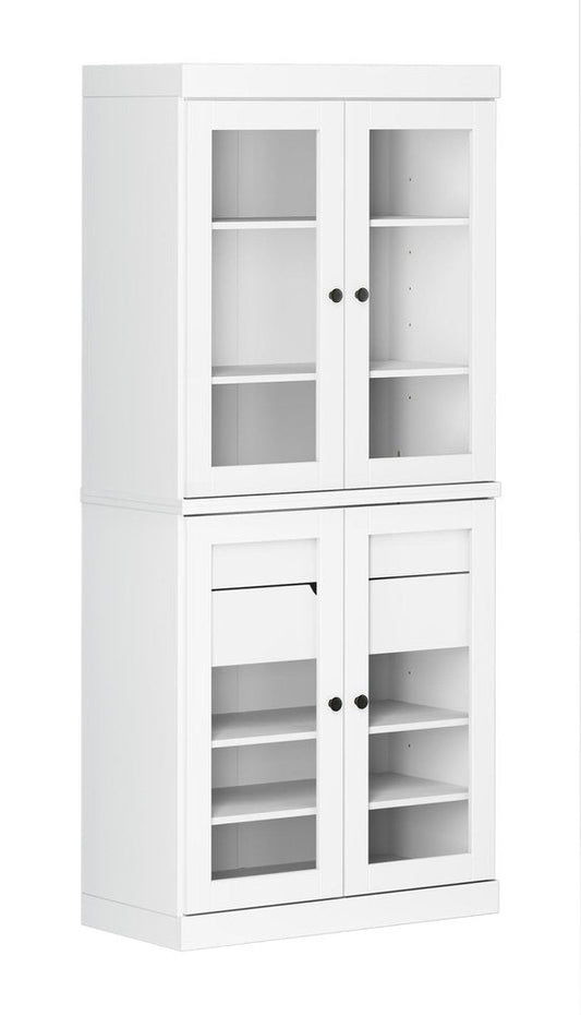 72" White Solid Wood Four Door Two Drawer Pantry Or Storage Closet HomeRoots