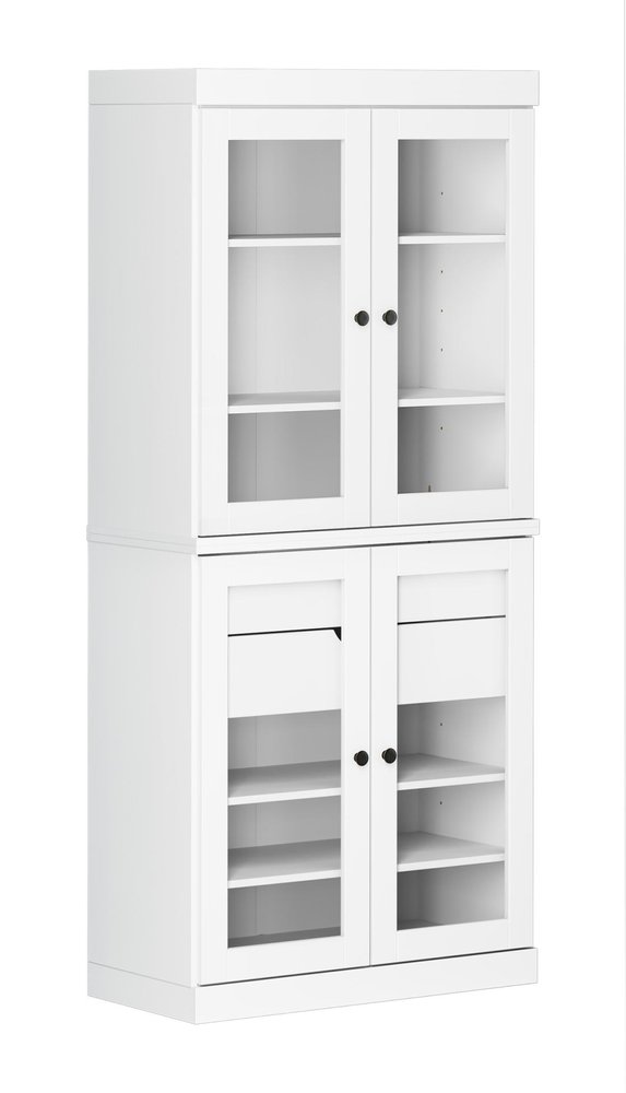 72" White Solid Wood Four Door Two Drawer Pantry Or Storage Closet — view 1