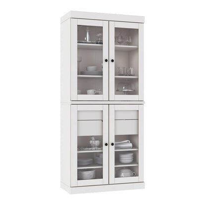 72" White Solid Wood Four Door Two Drawer Pantry Or Storage Closet HomeRoots