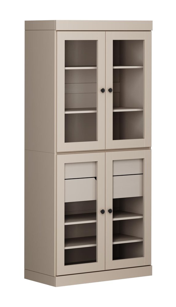 72" Beige Solid Wood Four Door Two Drawer Pantry Or Storage Closet — view 1