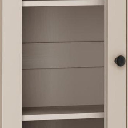 72" Beige Solid Wood Four Door Two Drawer Pantry Or Storage Closet