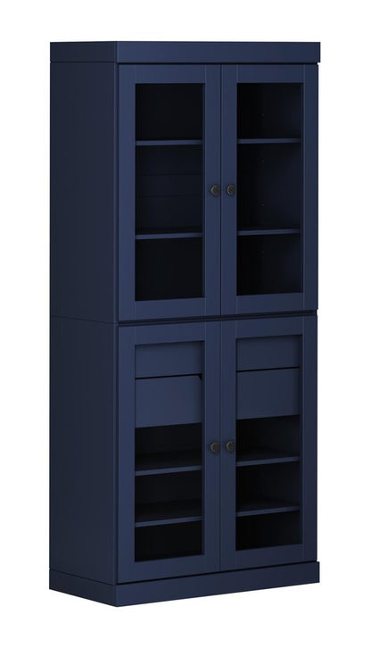 72" Navy Blue Solid Wood Four Door Two Drawer Pantry Or Storage Closet HomeRoots