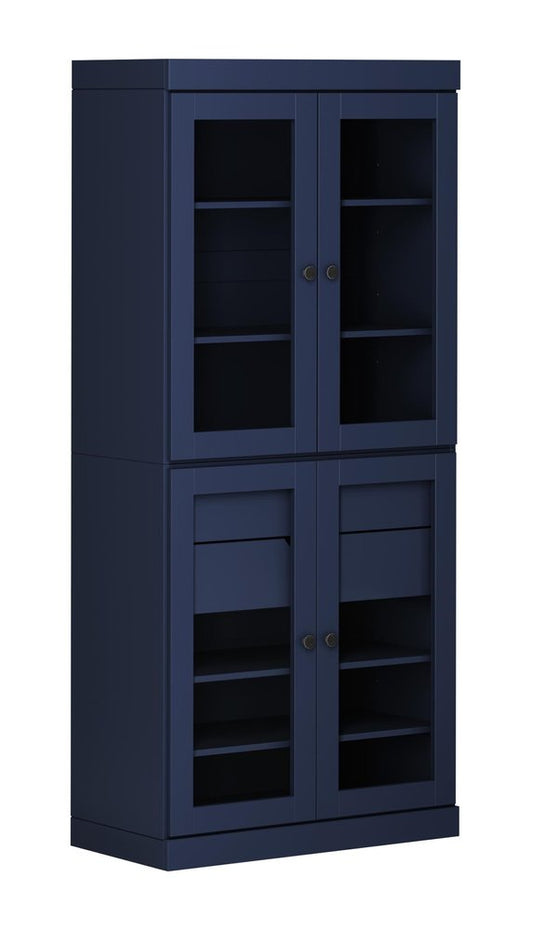 72" Navy Blue Solid Wood Four Door Two Drawer Pantry Or Storage Closet HomeRoots