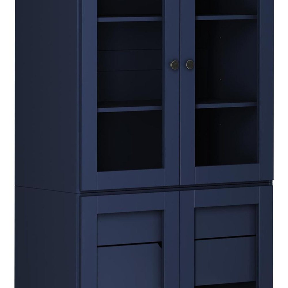 72" Navy Blue Solid Wood Four Door Two Drawer Pantry Or Storage Closet — view 4