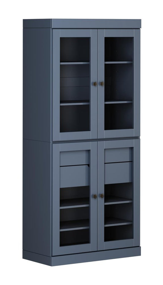 72" French Blue Solid Wood Four Door Two Drawer Pantry Or Storage Closet HomeRoots