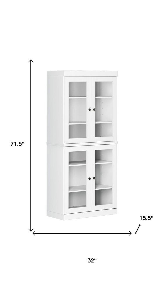 72" White Solid Wood Four Door Pantry Or Storage Closet HomeRoots
