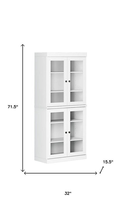 72" White Solid Wood Four Door Pantry Or Storage Closet HomeRoots