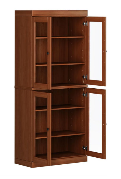 72" Coffee Solid Wood Four Door Pantry Or Storage Closet HomeRoots