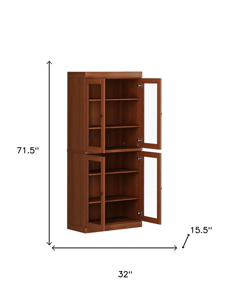 72" Coffee Solid Wood Four Door Pantry Or Storage Closet — view 2