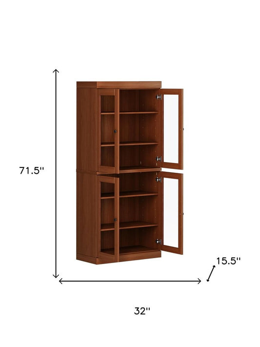 72" Coffee Solid Wood Four Door Pantry Or Storage Closet HomeRoots