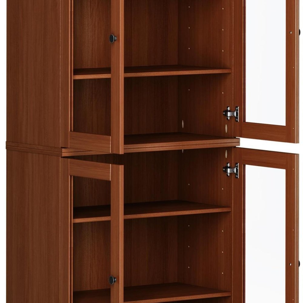 72" Coffee Solid Wood Four Door Pantry Or Storage Closet — view 4