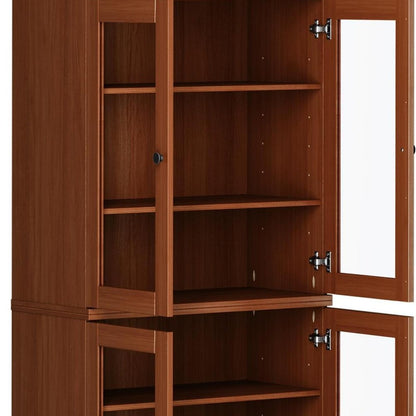 72" Coffee Solid Wood Four Door Pantry Or Storage Closet HomeRoots