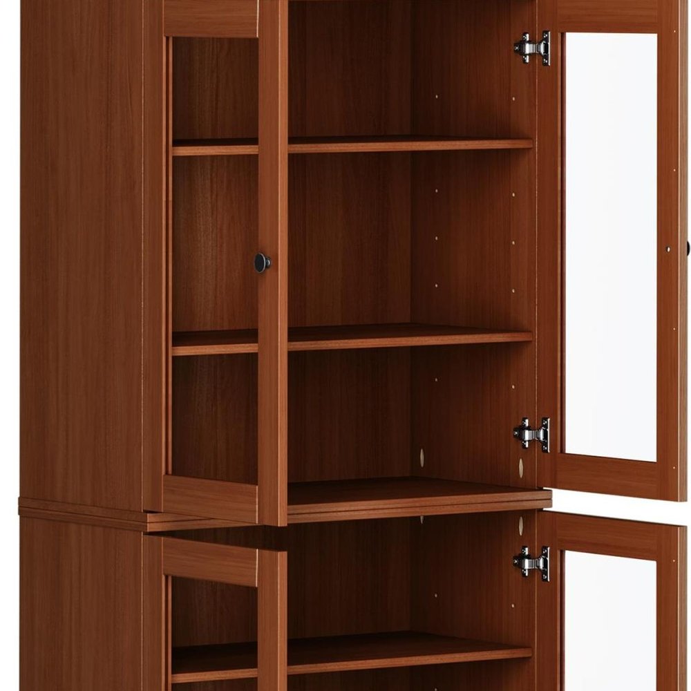 72" Coffee Solid Wood Four Door Pantry Or Storage Closet — view 3
