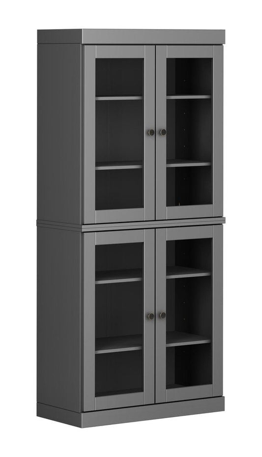 72" Gray Solid Wood Four Door Pantry Or Storage Closet HomeRoots